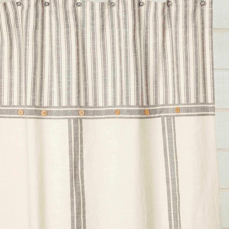 Piper Classics Market Place Gray Grain Sack & Ticking Stripe Shower Curtain - Image 2